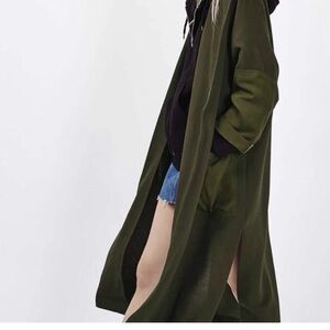 NWT Topshop Contrast Panel Duster Khaki Sz 2 Retails $135